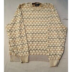 Talbots Sweater Men’s Size XL Brown Green Geometric Design Pima Cotton